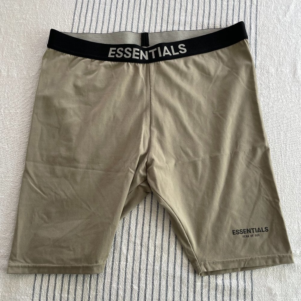 Fear of God Essentials Athletic Biker Shorts Taupe SZ L